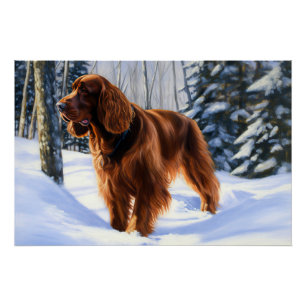Pôster Irish Setter Deixe-o nevar no Natal