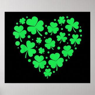 Poster Irish Shamrock Heart Lucky