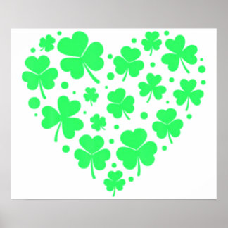 Poster Irish Shamrock Heart Lucky