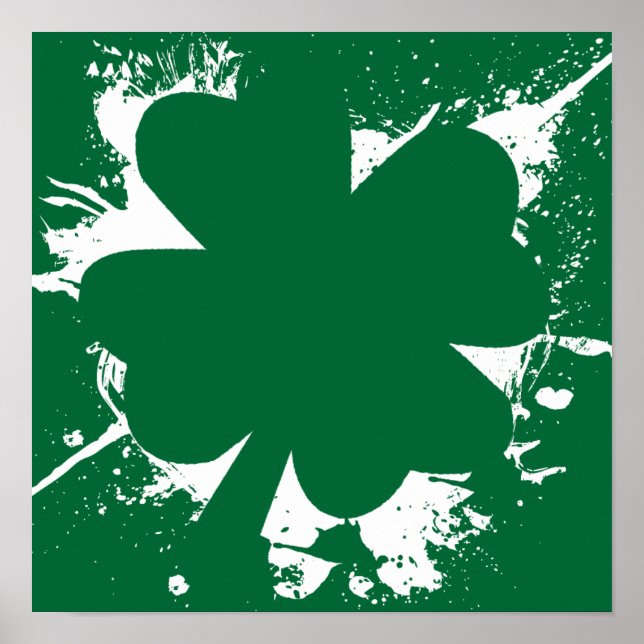Poster Irish Shamrock Splatter (Frente)