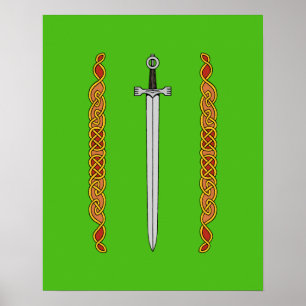 Poster Irish Sword and Knotwork