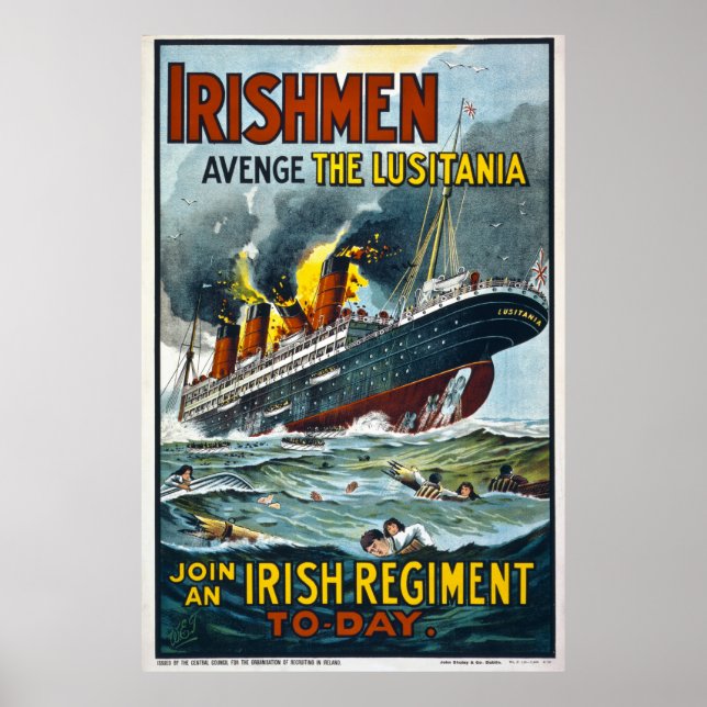 Pôster Irishmen Avenge Lusitania Extra Large (Frente)