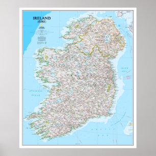 Poster "Irlanda: 2011/heute - Detaillierte Landkarte ...