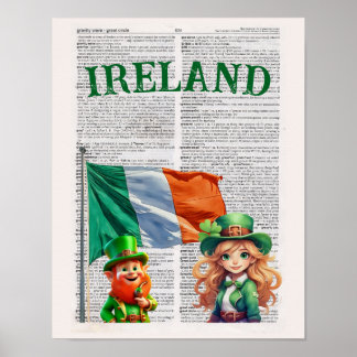 Poster IRLANDA — Dictionary Page Art