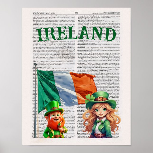 Poster IRLANDA — Dictionary Page Art (Frente)