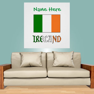 Pôster Irlanda e Bandeira Irlandesa com Personalização Ve
