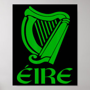 Poster Irlanda Eire Eireann Orgulho Irlandês Harpa Gaélic