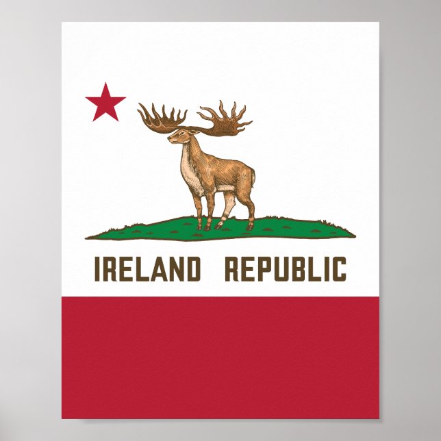 Poster Irlanda República da Irlanda Elk Flag Giant Deer (Frente)