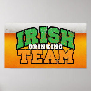 Poster irlandês $18,95 da equipe do bebendo
