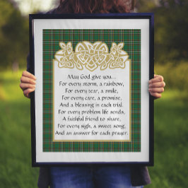 Poster Irlandês Prayer Celtic Border e Tartan