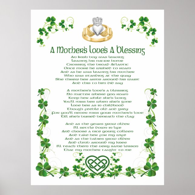 Poster Irlandesa Mães Amor é Uma Bênção (Frente)
