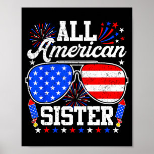 Poster Irmã americana óculos de sol 4 de julho família