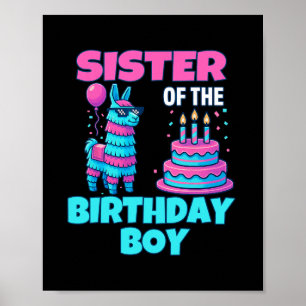 Poster Irmã Aniversário Menino Llama Piñata Festa Família