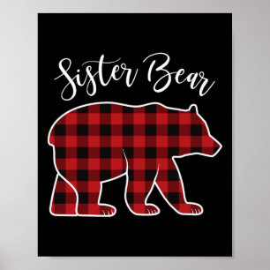 Poster Irmã Bear Pajama Red Buffalo Xmas Família Funny C