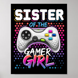 Poster Irmã Da Garota Gamer Vídeo Game De Aniversário Com
