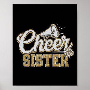 Poster Irmã de Animação Fofa Preto Dourado Pom Cheerleade