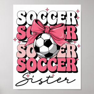 Poster Irmã de Futebol Groovy Coquette Bow Futebol 