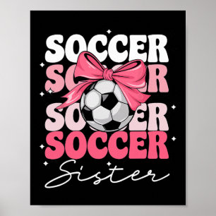 Poster Irmã de futebol Groovy Coquette Bow Futebol _2