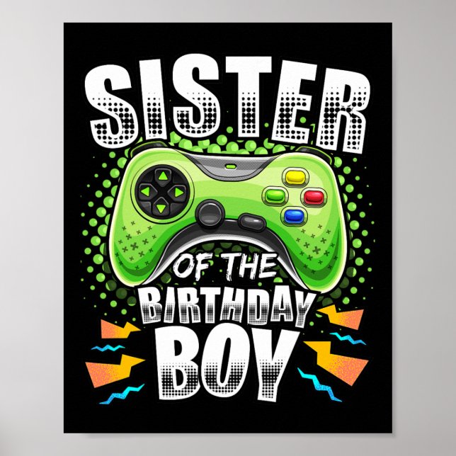 Poster Irmã Do Jogo De Vídeo De Aniversário Corresponder  (Frente)