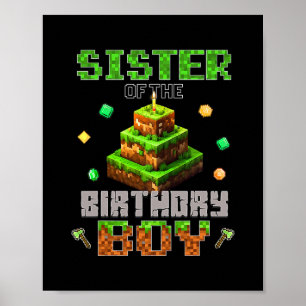 Poster Irmã Do Menino Do Aniversário Festa Video Gamer Pi