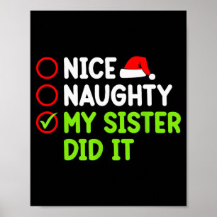 Poster Irmã Legal do Natal Bonito Travesso Fez Xmas Famíl