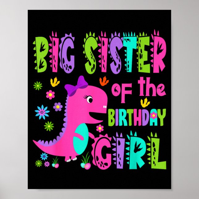Poster Irmã mais velha da aniversariante saurus rex (Frente)