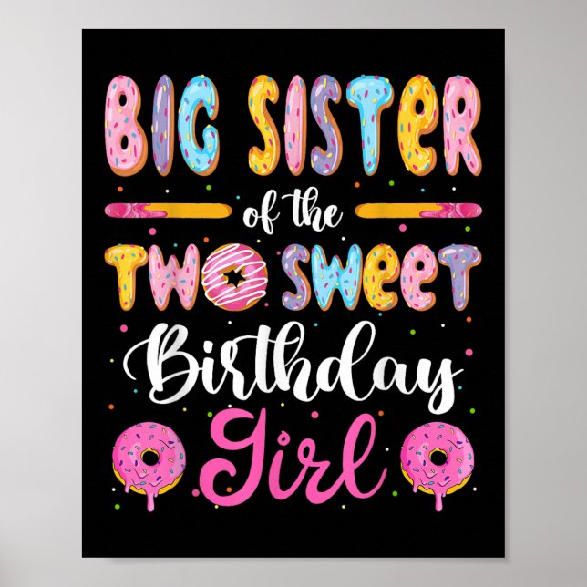 Poster Irmã Mais Velha Dos Dois Doces Donuts De Aniversár (Frente)