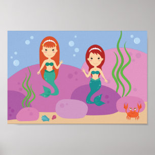 Poster Irmã sereia submarina balançando poster.