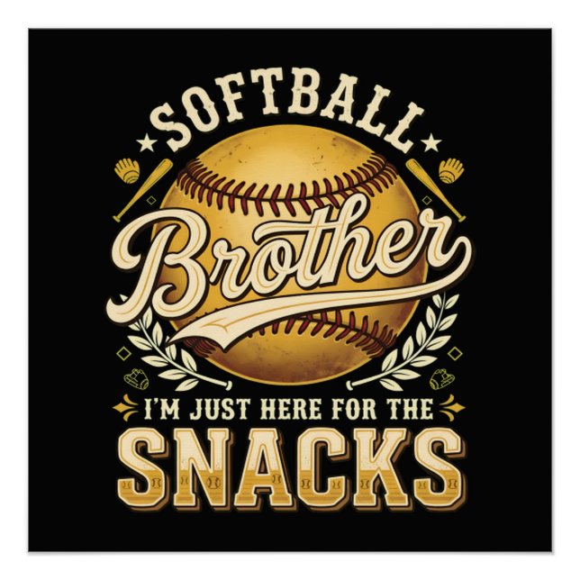Pôster Irmão de Softball Divertido Lanches Esportes (Frente)