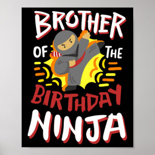 Poster Irmão Do Aniversário Ninja Karate Kids Bday Par