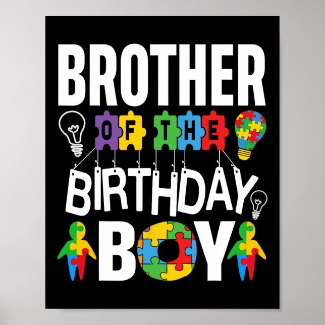 Poster Irmão Do Autismo De Aniversário (Frente)
