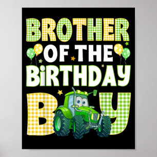 Poster Irmão Do Menino Do Trator De Aniversário Caminhões