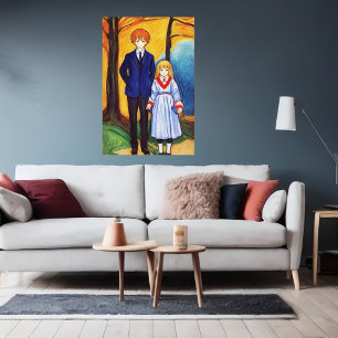 Poster Irmão e irmã na floresta   Arte AI