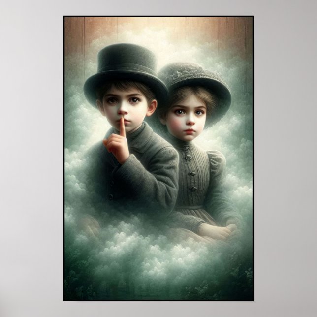 Poster Irmão e Irmã Vitorianos Assustadores na Parede (Frente)