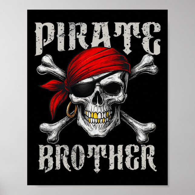 Poster Irmão Pirata Jolly Roger Flag E Skull Crossbon (Frente)