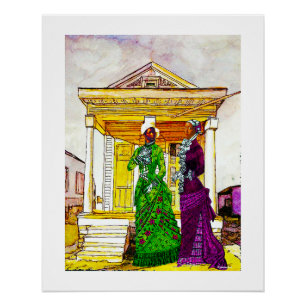 Pôster Irmãs da Casa Shotgun – Aquarela de Nova Orleans
