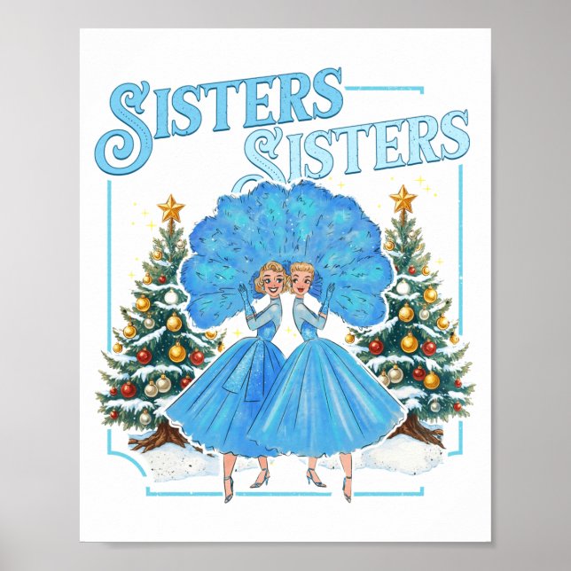 Poster Irmãs Devotas Natal Branco Feliz Natal Floco de Ne (Frente)
