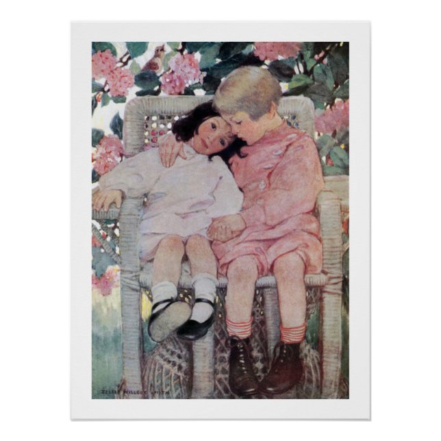 Pôster Irmãs sob Flores, Jessie Willcox Smith (Frente)
