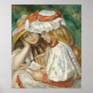 Poster Irmãs Vintage Cottagecore Lendo Arte de Jardim