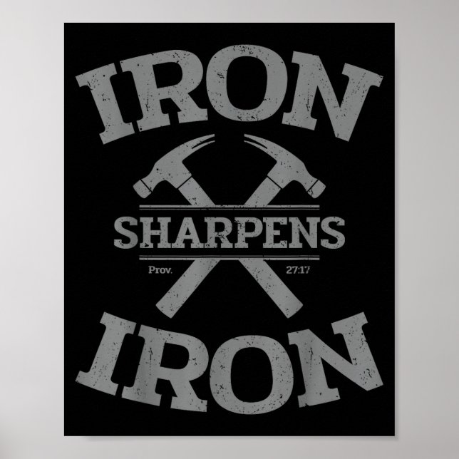 Poster Iron Sharpens Iron Proverbs 27_17 Gym Workout Men  (Frente)