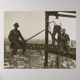 Poster Iron Workers Vintage NYC Building Skyscraper