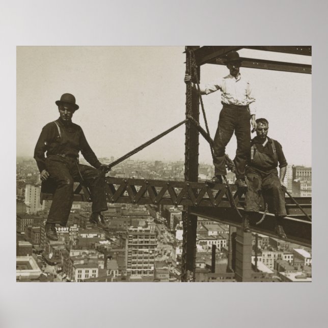 Poster Iron Workers Vintage NYC Building Skyscraper (Frente)