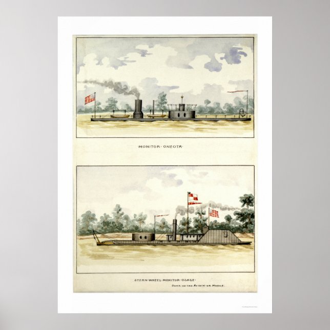 Pôster Ironclad Oneota por D.M.N. Stouffer 1864 (Frente)