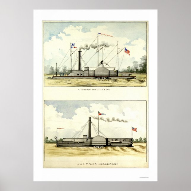 Poster Ironclad Vindicador por D.M.N. Stouffer em 1864 (Frente)