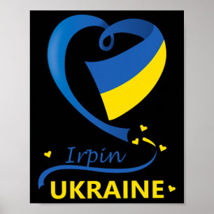 Poster Irpin Ucrânia Bandeira Nacional Emblema do Coração