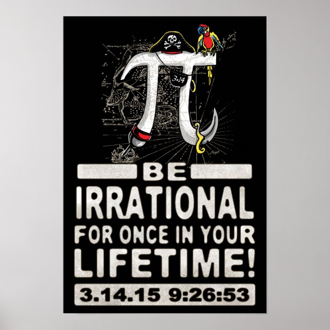 Pôster Irrational Pi Day Pirate (Frente)