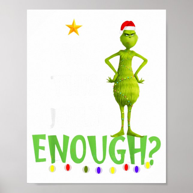 Poster Is This Jolly Enough Green Merry Christmas Tree Li (Frente)