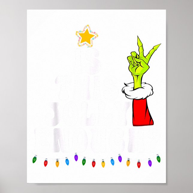 Poster Is This Jolly Enough Green Merry Christmas Tree Li (Frente)