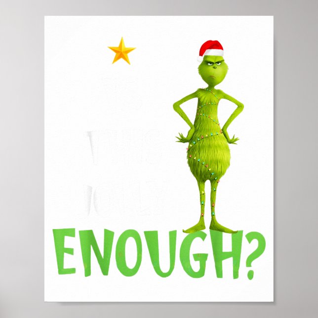 Poster Is This Jolly Enough Green Merry Christmas Tree Li (Frente)