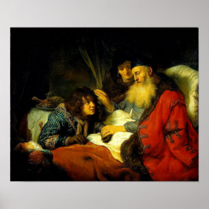 Pôster Isaac abençoa Jacob em vez de Esau (27:1 do Gen -